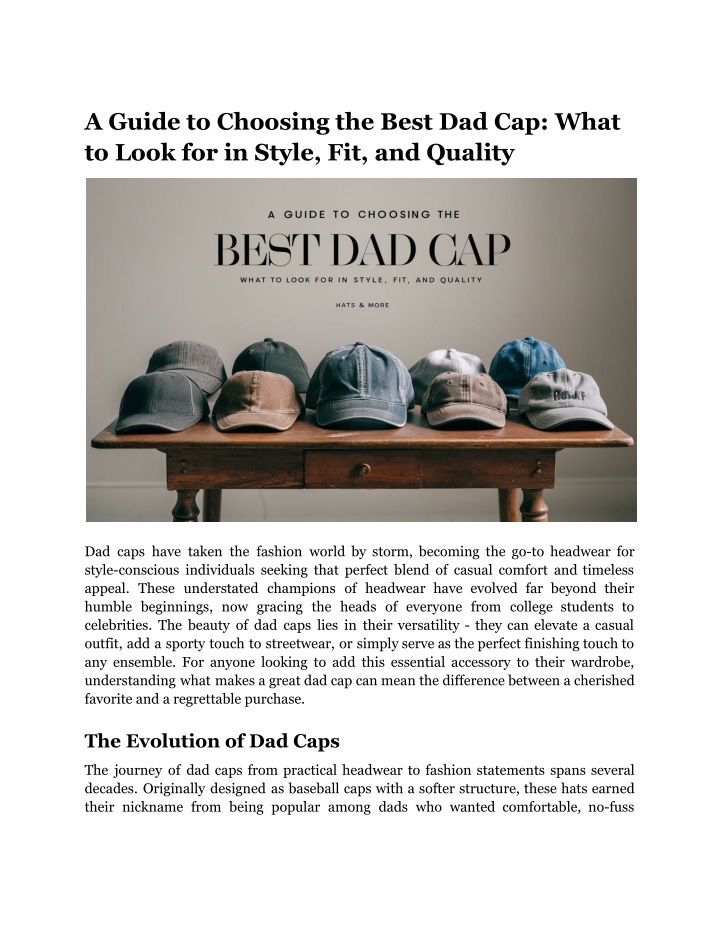 a guide to choosing the best dad cap what to look