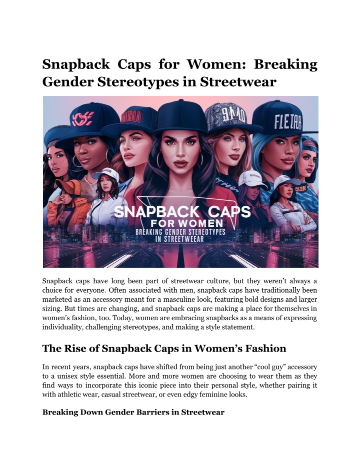 snapback caps for women breaking gender