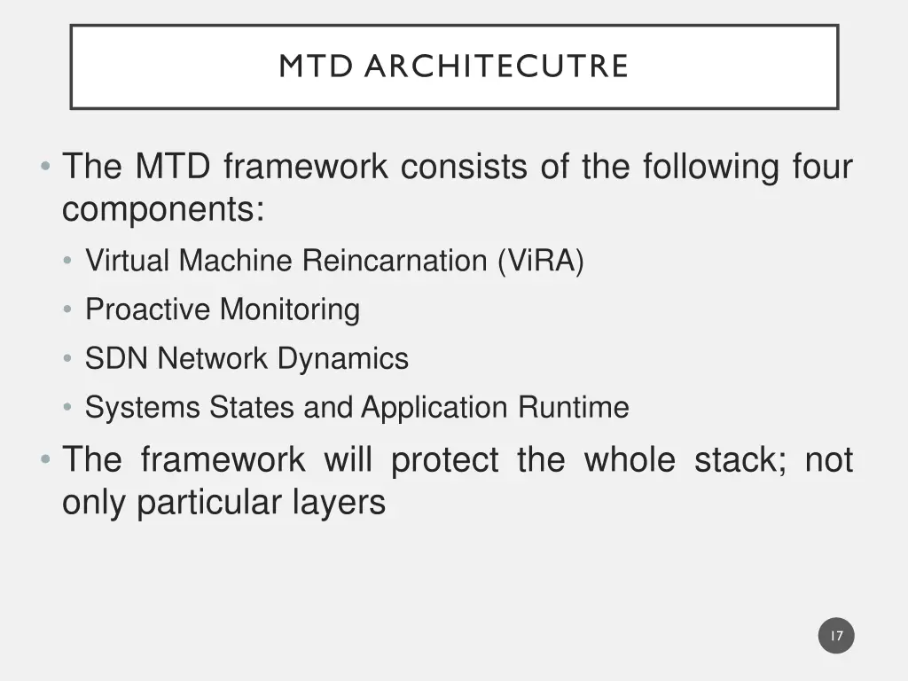 mtd architecutre 1