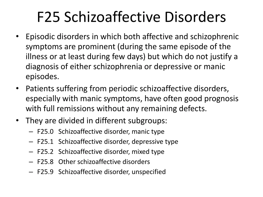 f25 schizoaffective disorders