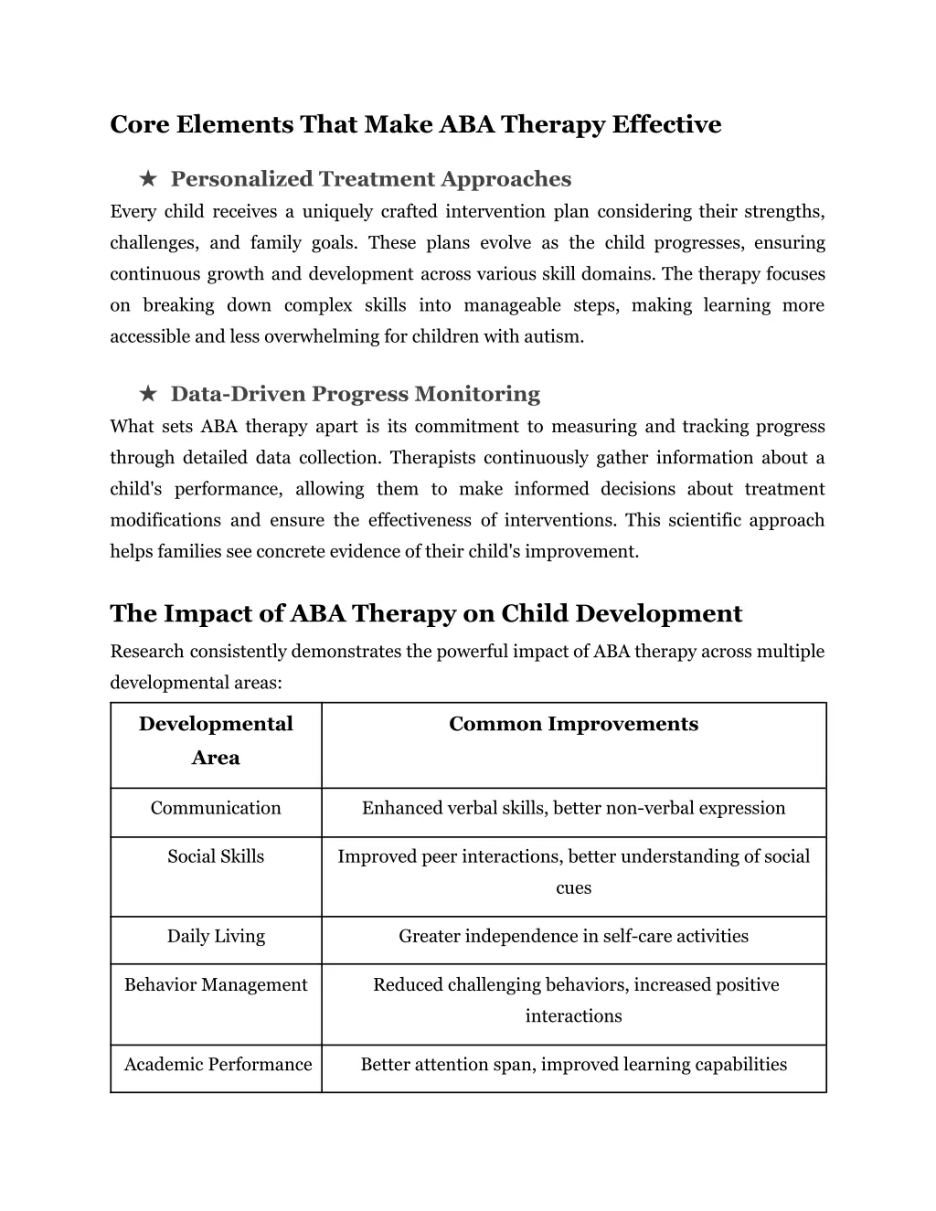 core elements that make aba therapy effective