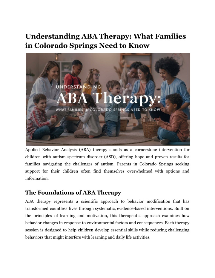 understanding aba therapy what families