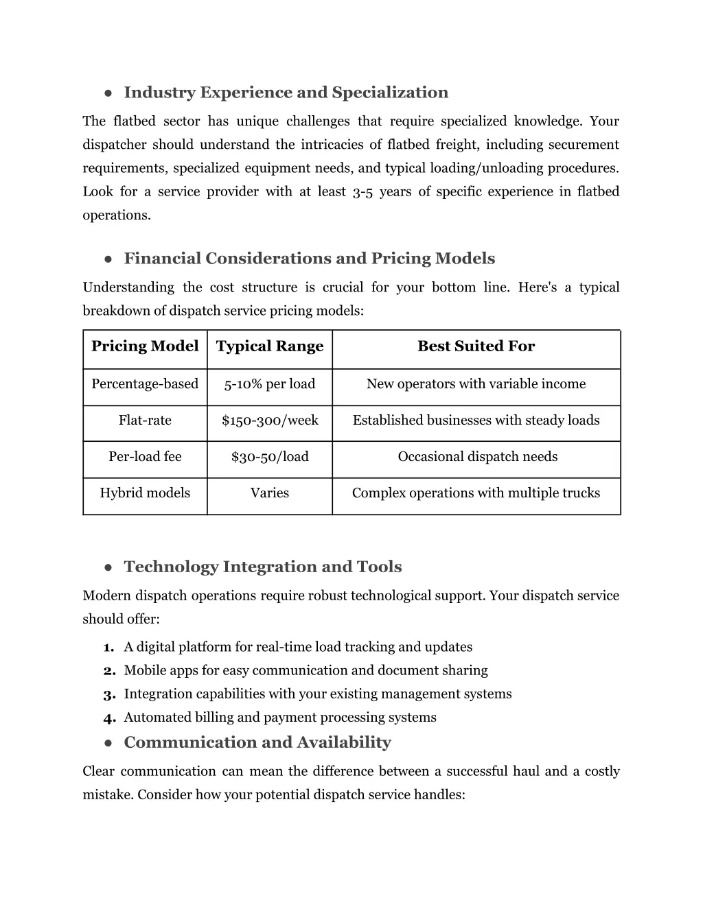 industry experience and specialization