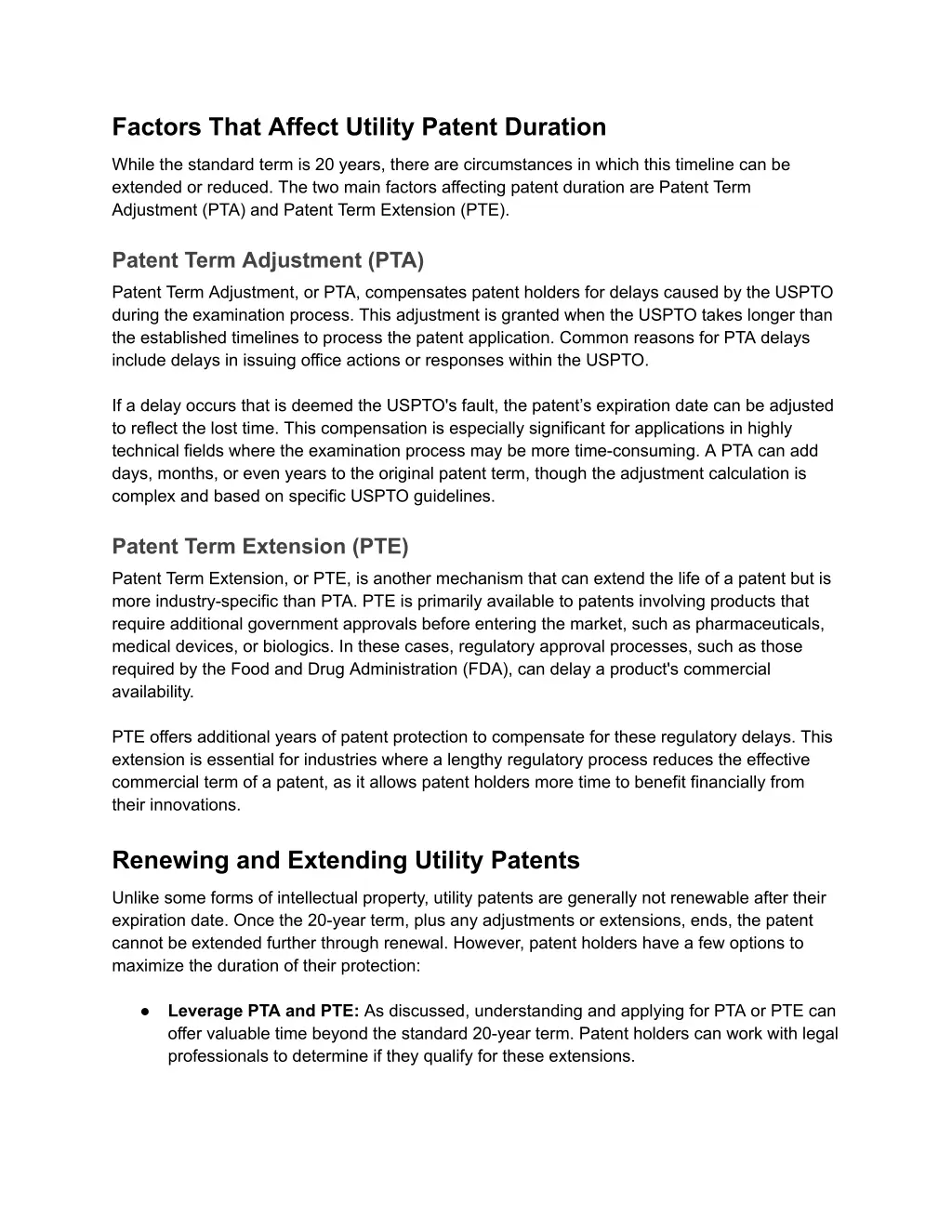 factors that affect utility patent duration