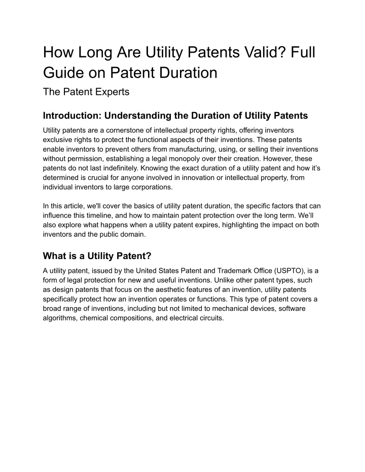 how long are utility patents valid full guide