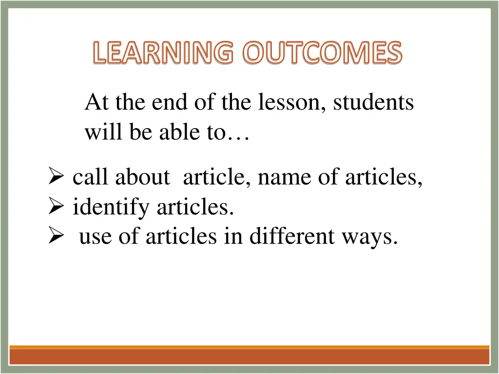 learning outcomes