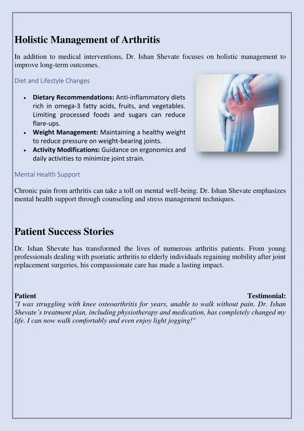 holistic management of arthritis