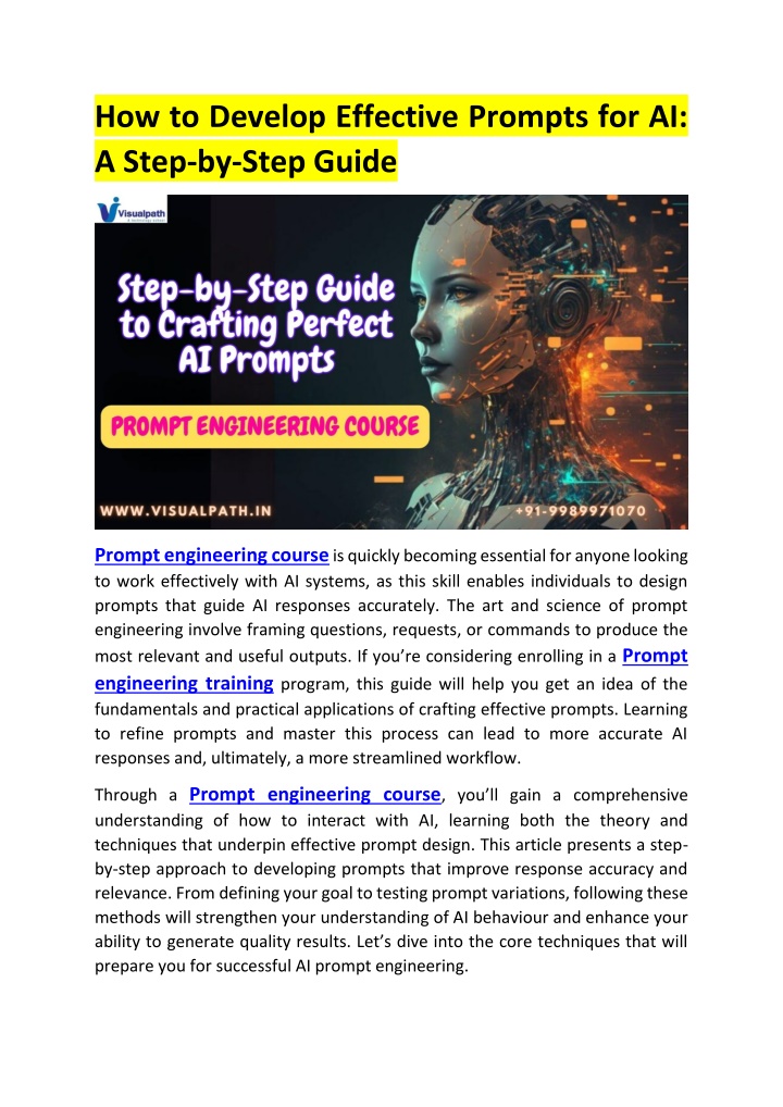 how to develop effective prompts for ai a step