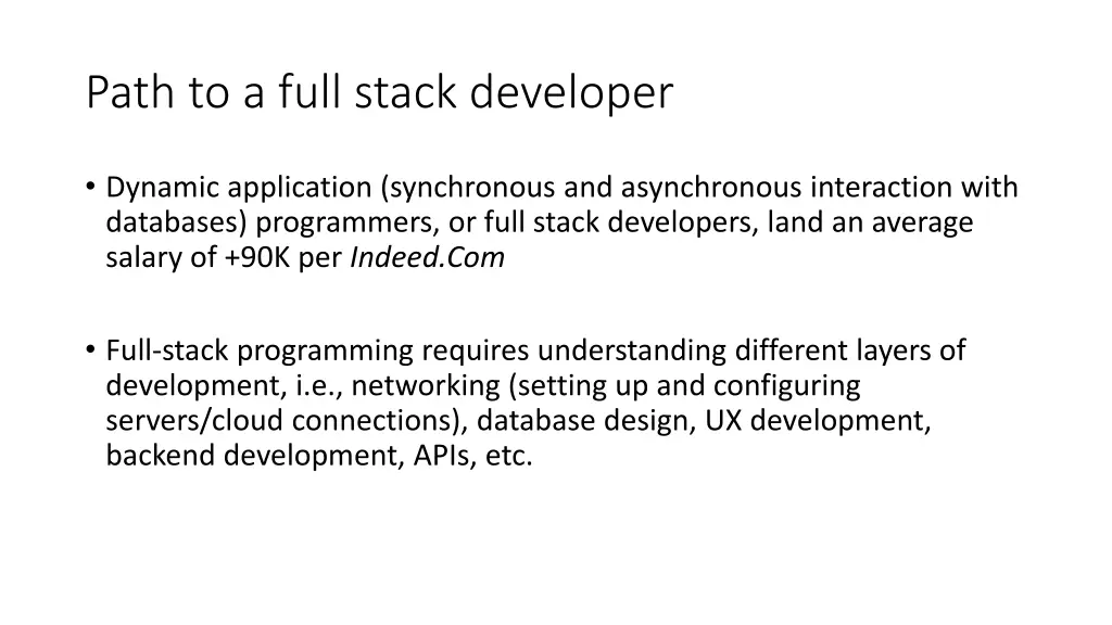 path to a full stack developer