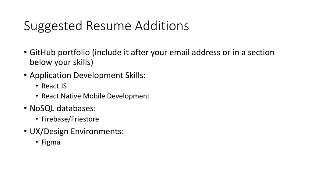 suggested resume additions