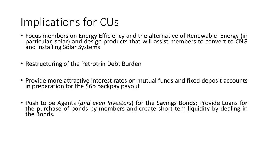 implications for cus focus members on energy