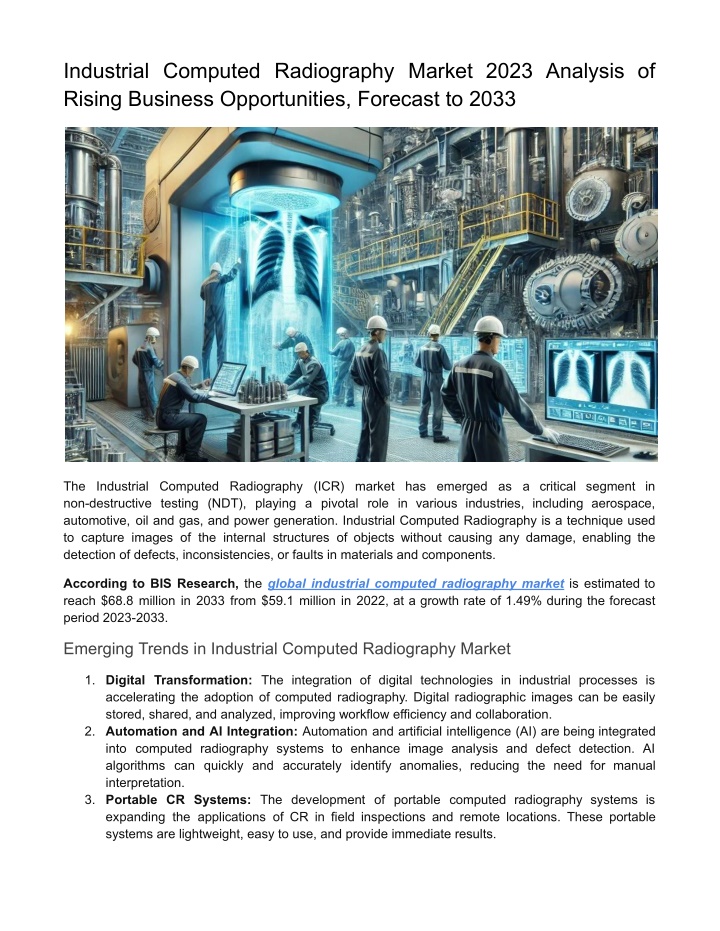 industrial computed radiography market 2023