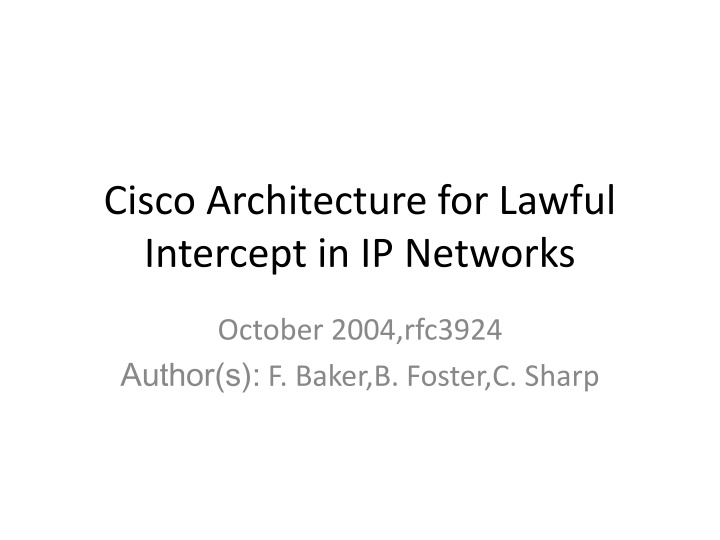 cisco architecture for lawful intercept