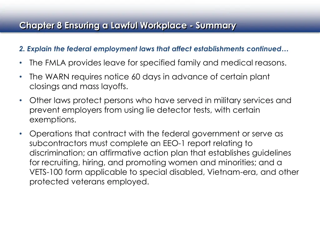 chapter 8 ensuring a lawful workplace summary 2