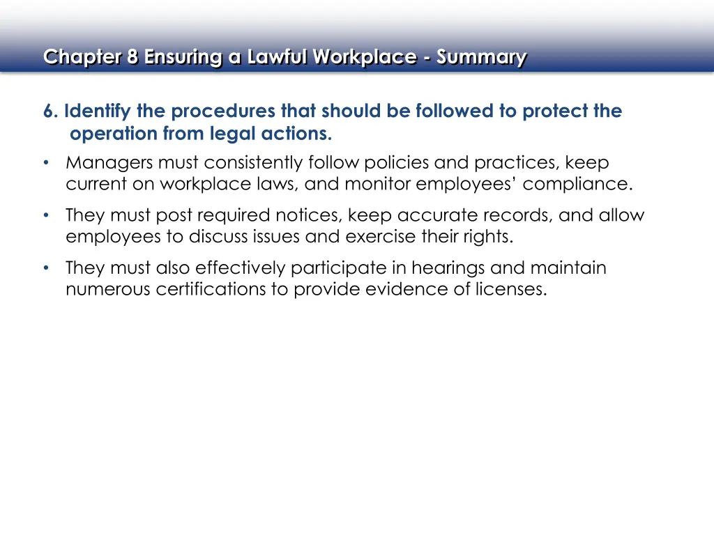 chapter 8 ensuring a lawful workplace summary 7