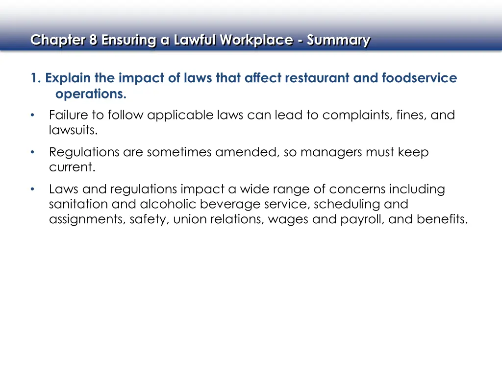 chapter 8 ensuring a lawful workplace summary