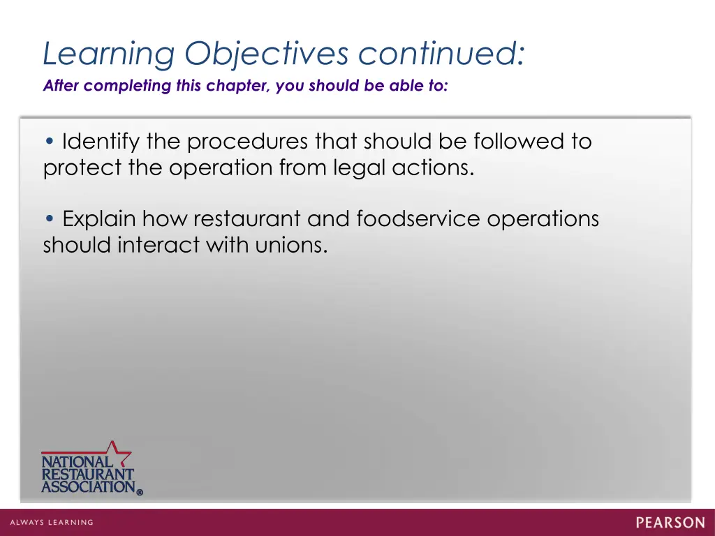 learning objectives continued after completing