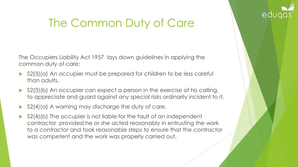 the common duty of care 1