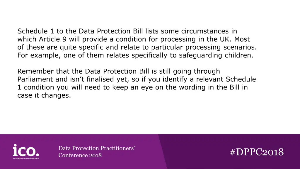 schedule 1 to the data protection bill lists some