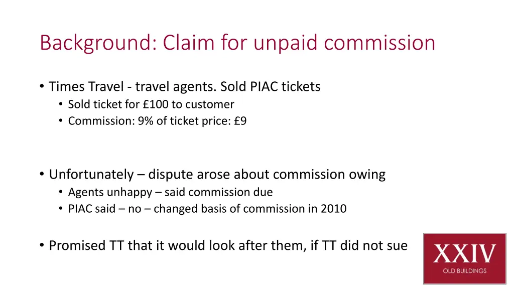 background claim for unpaid commission