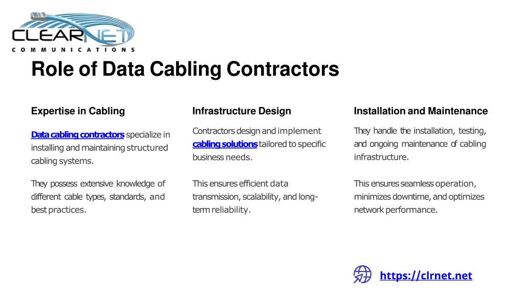 role of data cabling contractors