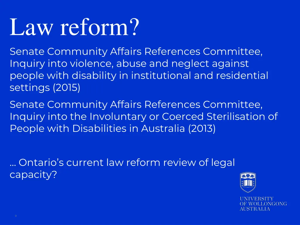 law reform senate community affairs references