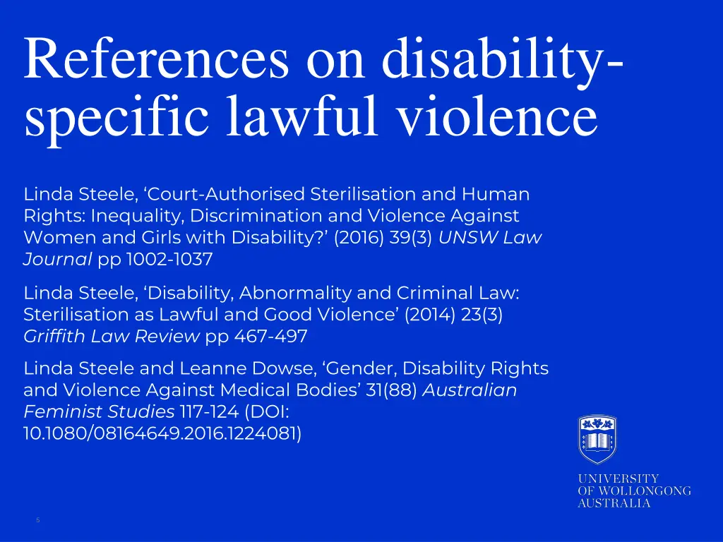 references on disability specific lawful violence