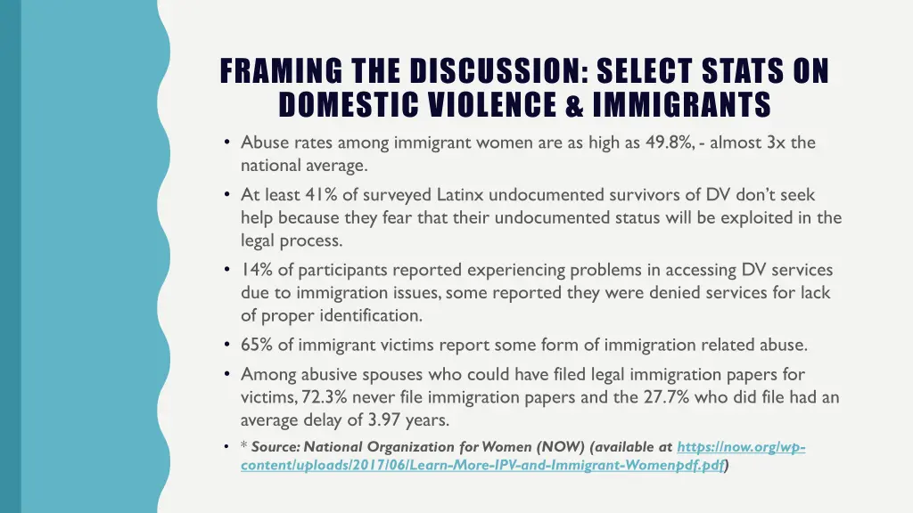 framing the discussion select stats on domestic