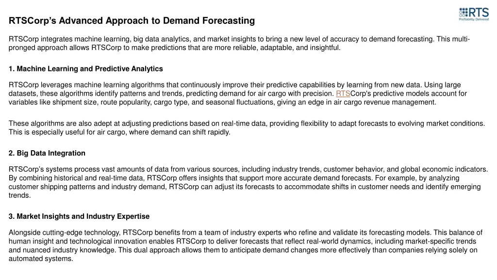 rtscorp s advanced approach to demand forecasting