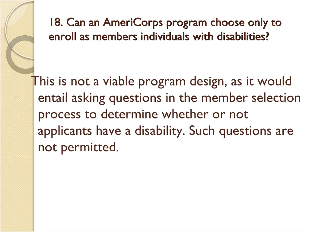 18 can an americorps program choose only