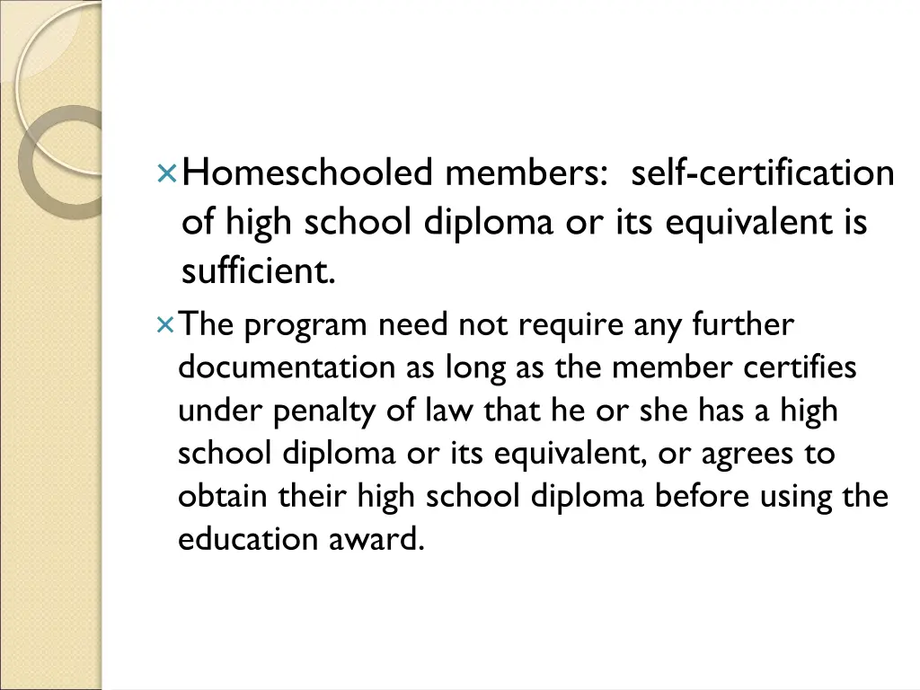 homeschooled members self certification of high