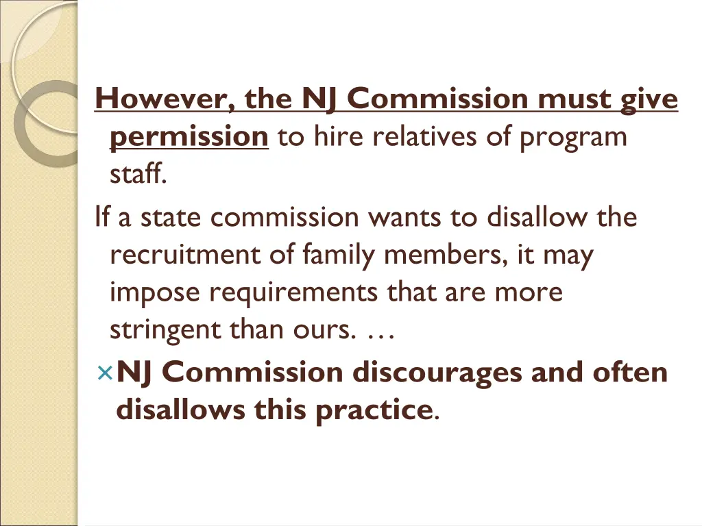 however the nj commission must give permission