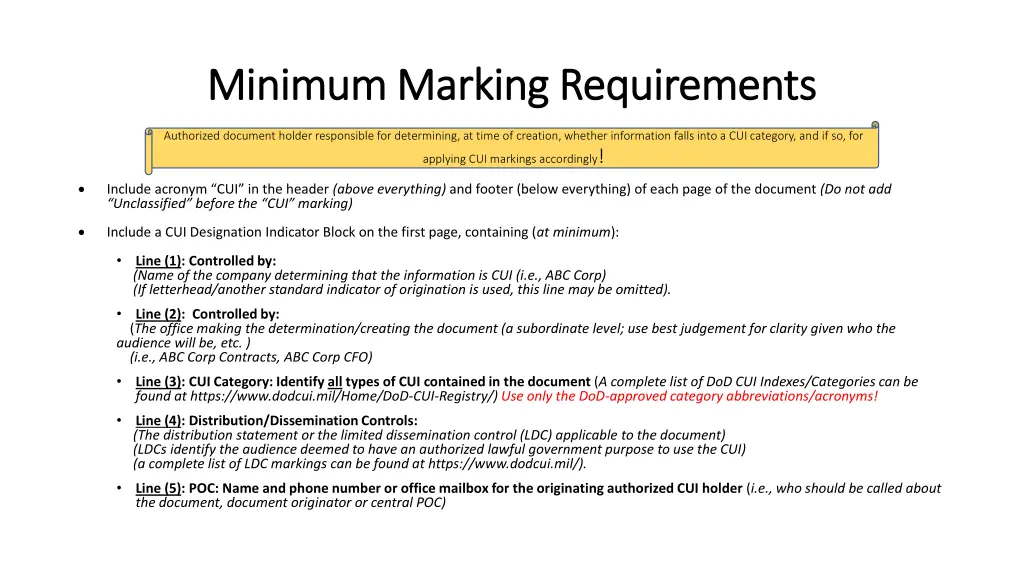 minimum marking requirements minimum marking