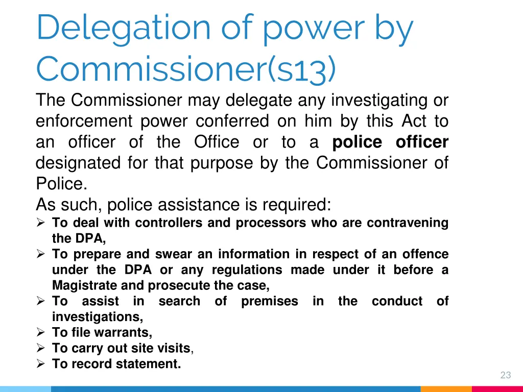 delegation of power by commissioner