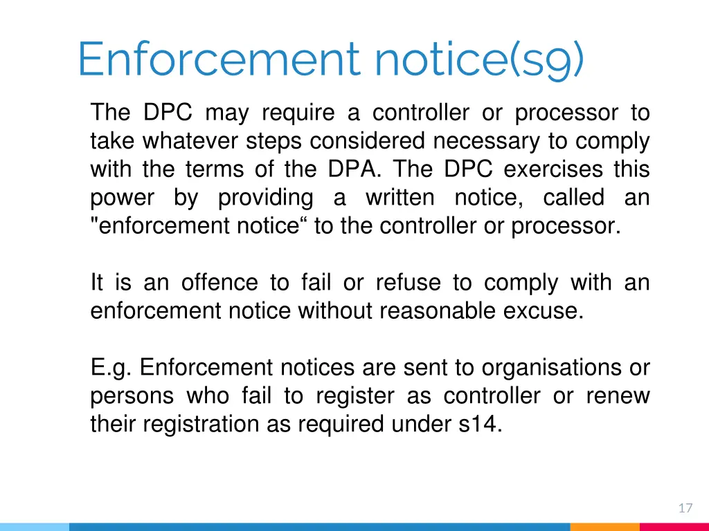 enforcement notice s9 the dpc may require