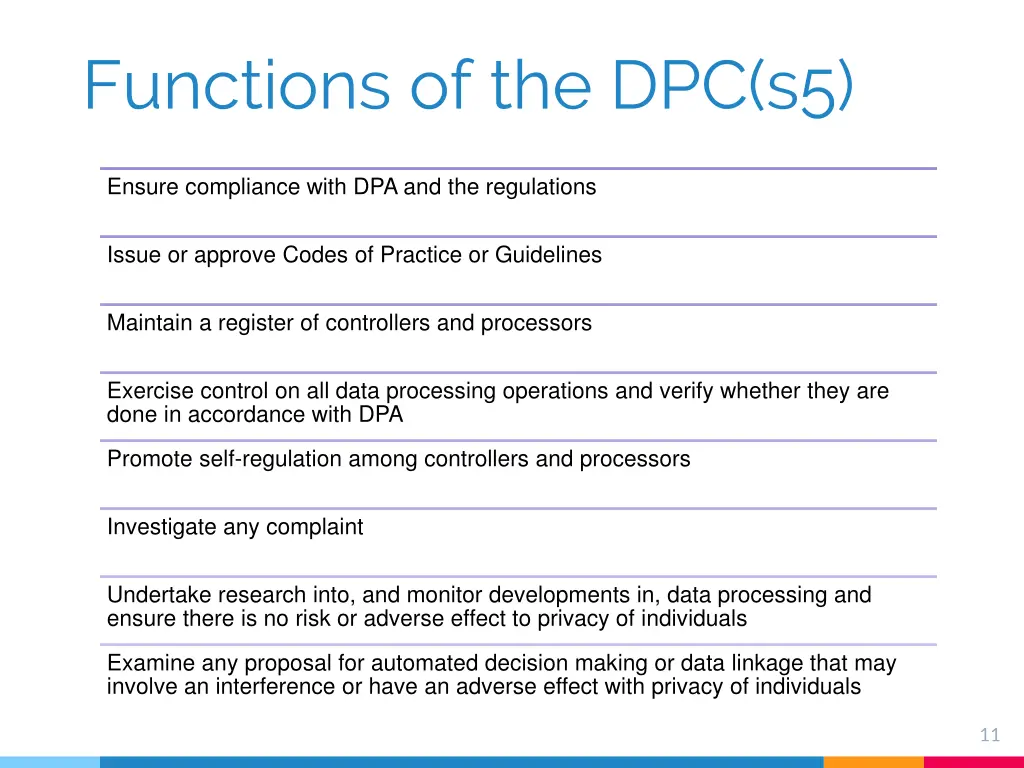 functions of the dpc s5