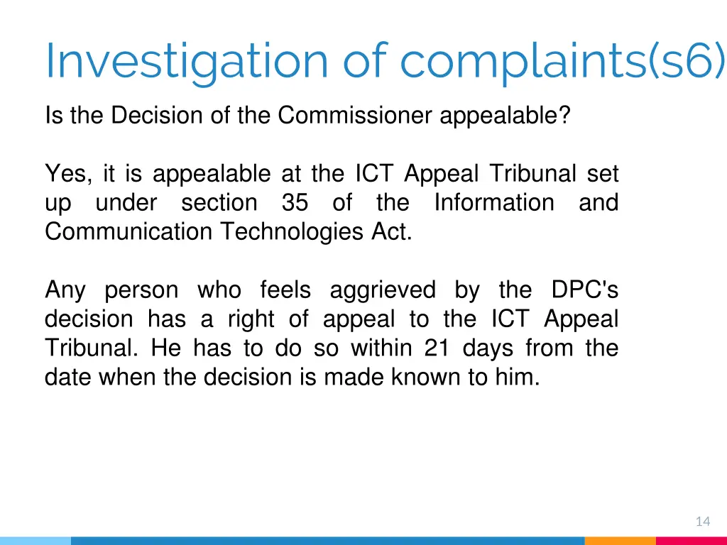 investigation of complaints s6 2