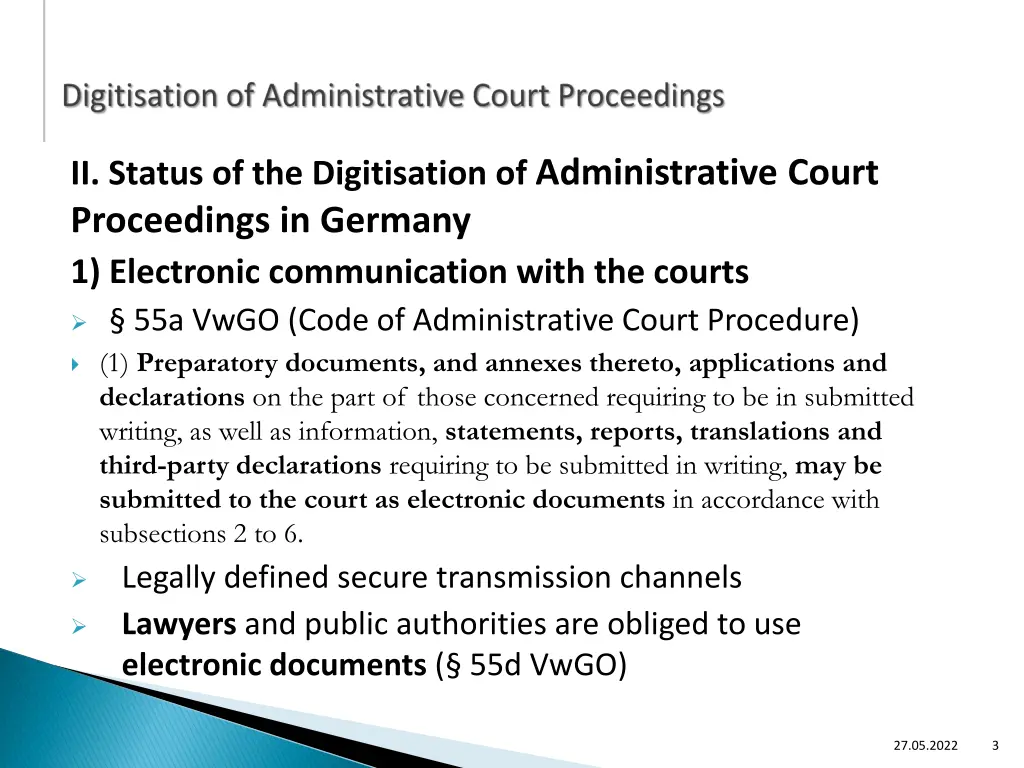 ii status of the digitisation of administrative