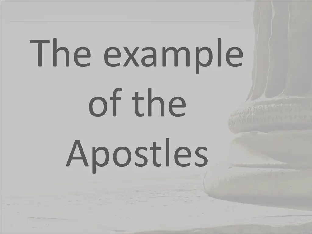 the example of the apostles