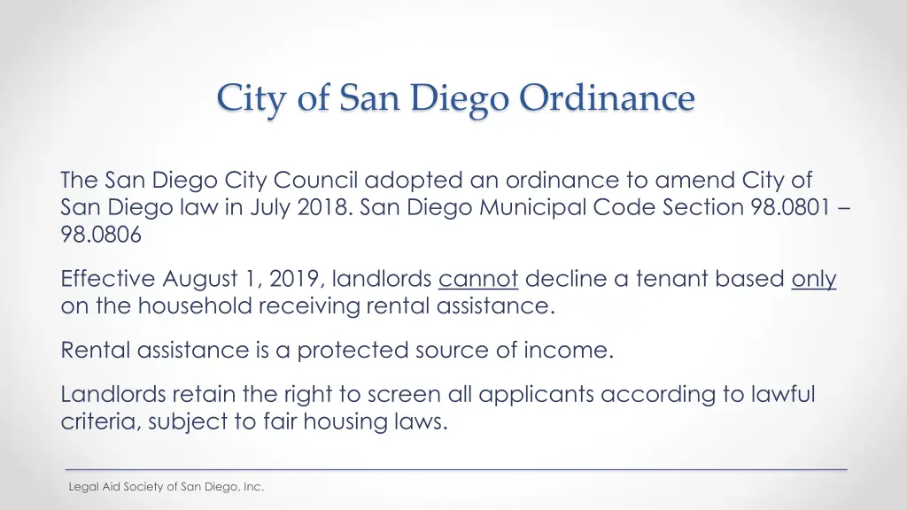 city of san diego ordinance