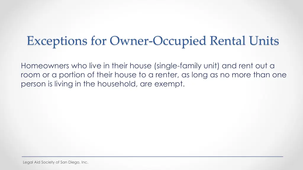 exceptions for owner occupied rental units