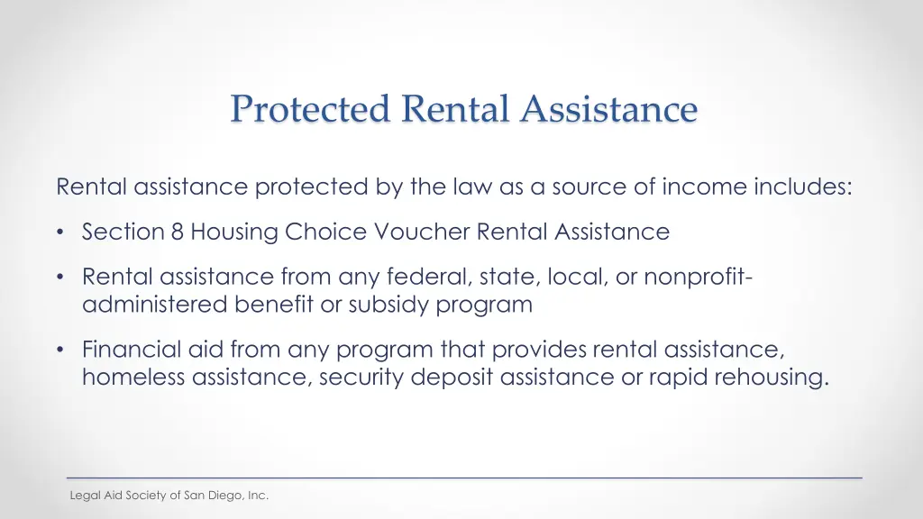 protected rental assistance