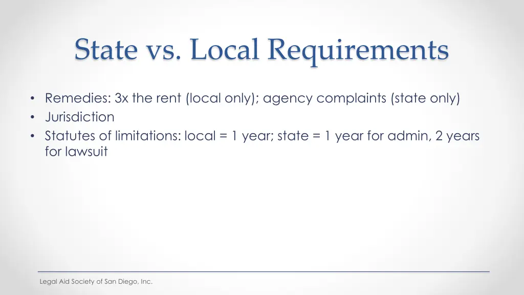 state vs local requirements