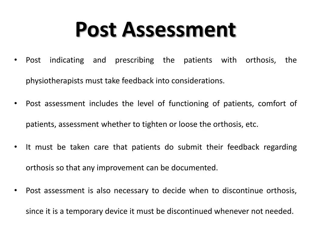 post assessment