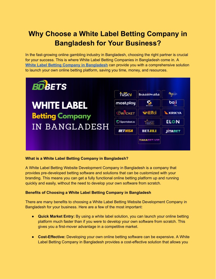 why choose a white label betting company