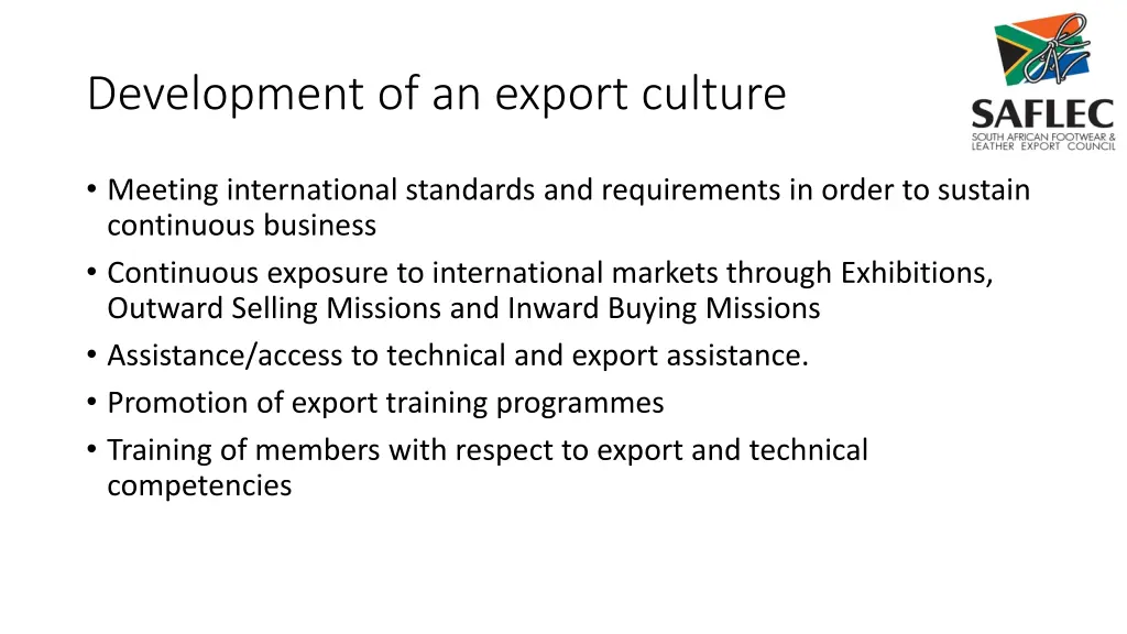 development of an export culture