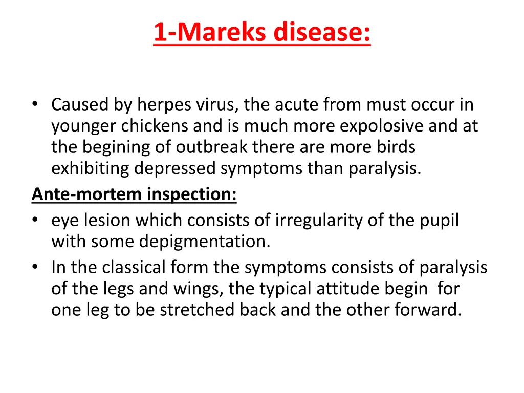 1 mareks disease