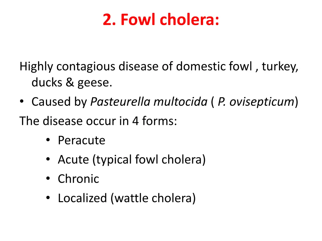 2 fowl cholera