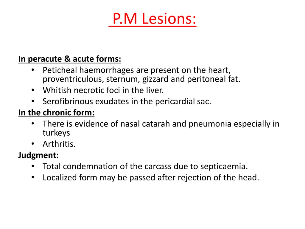 p m lesions