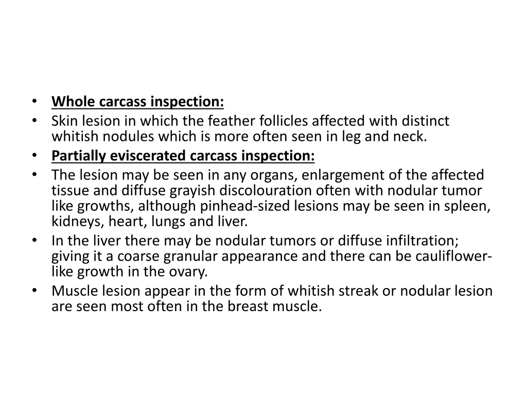 whole carcass inspection skin lesion in which